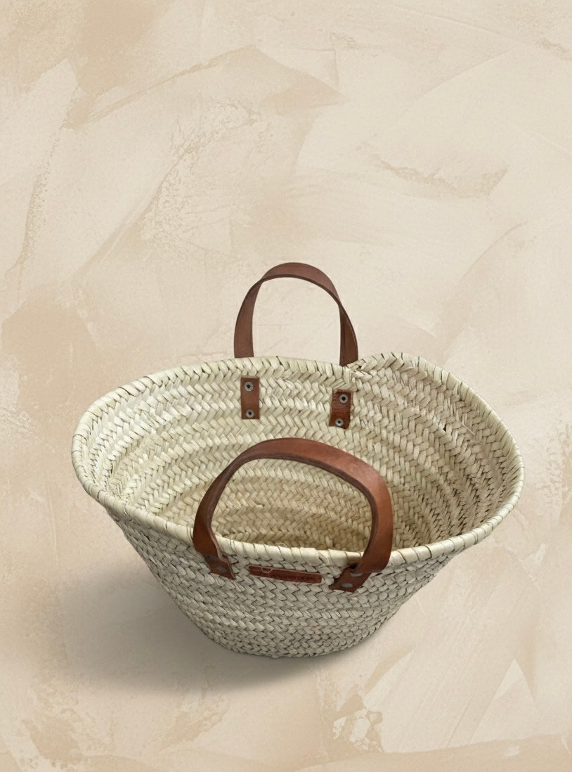Sac en fibres naturelles -35cm- anses en cuir