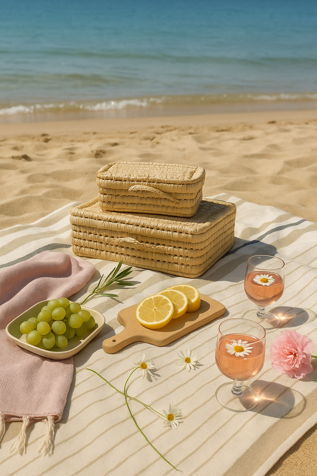 Set Mirage Picnic (x3) – Art de Vivre au Naturel - set panier doum, pique-nique, artisanat naturel