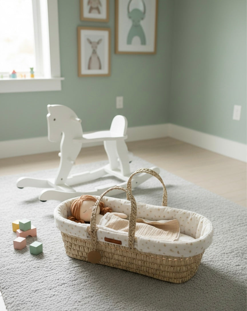 Panier COCON en fibres naturelles dans une chambre d’enfant